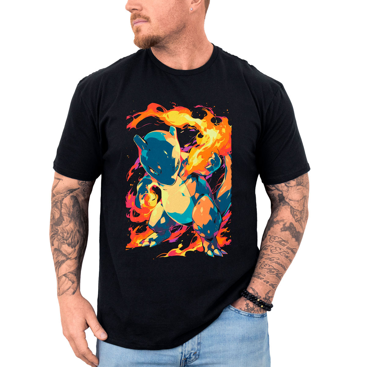 polera-hombre-anime-flamethrower-charmander-batalla