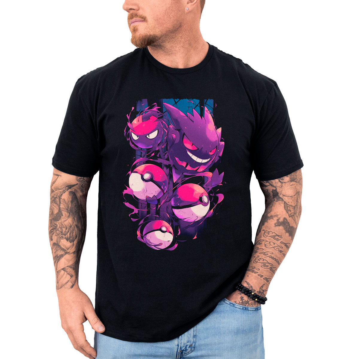 polera-hombre-anime-gastly-pokeballs-alta-calidad