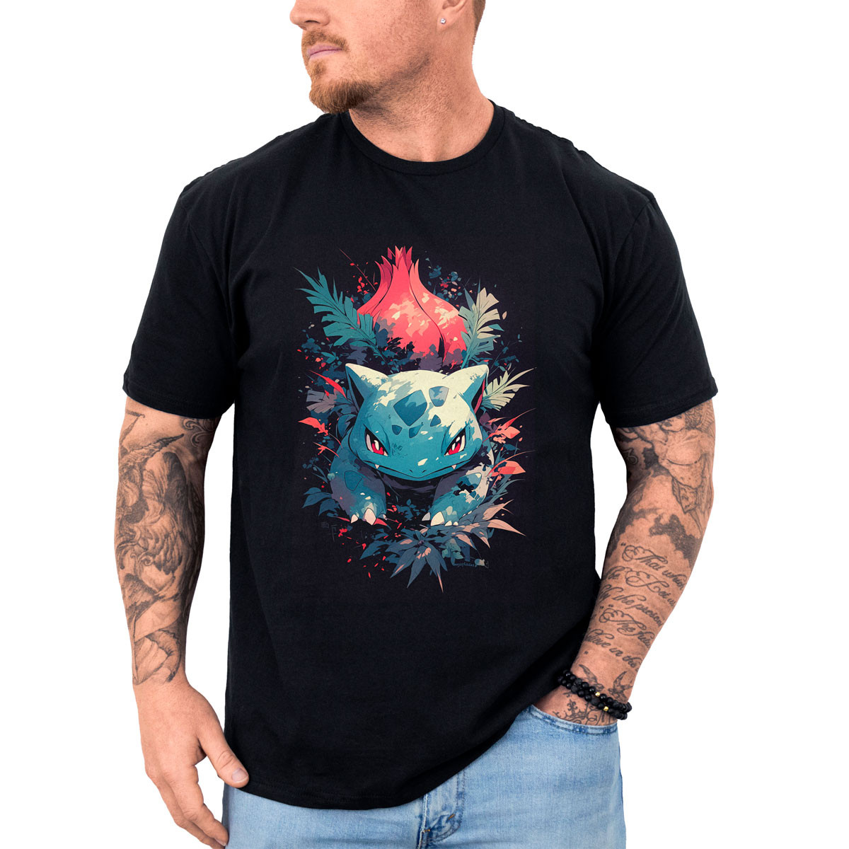 polera-hombre-anime-ivysaur-sketch-manga-corta-brillante