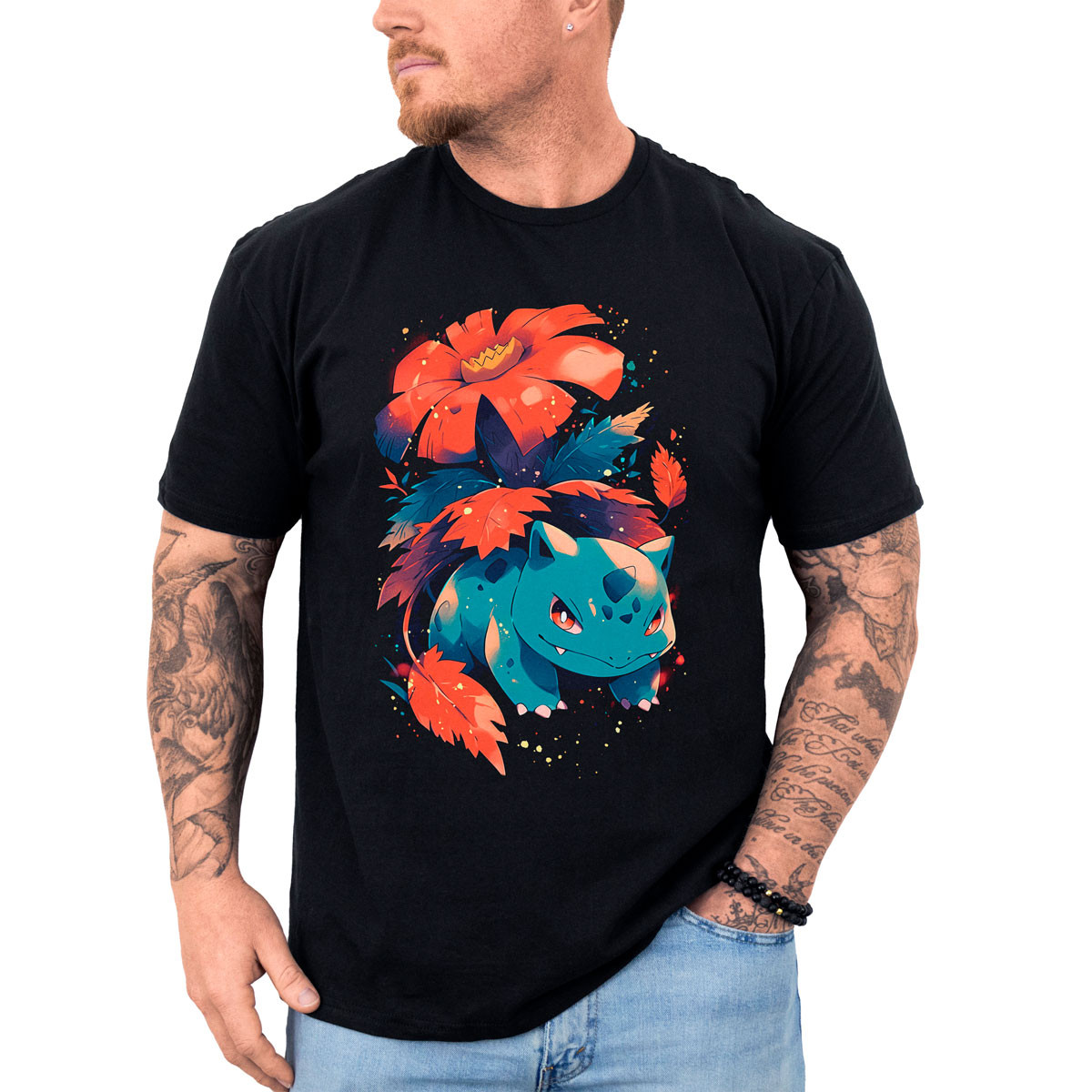 polera-hombre-anime-ivysaur-worry-seed-frontal