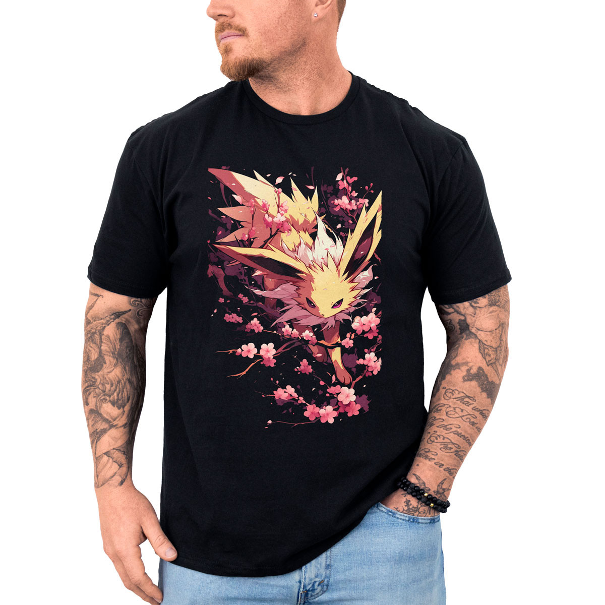 polera-hombre-anime-jolteon-flores-cerezo-pok-mon