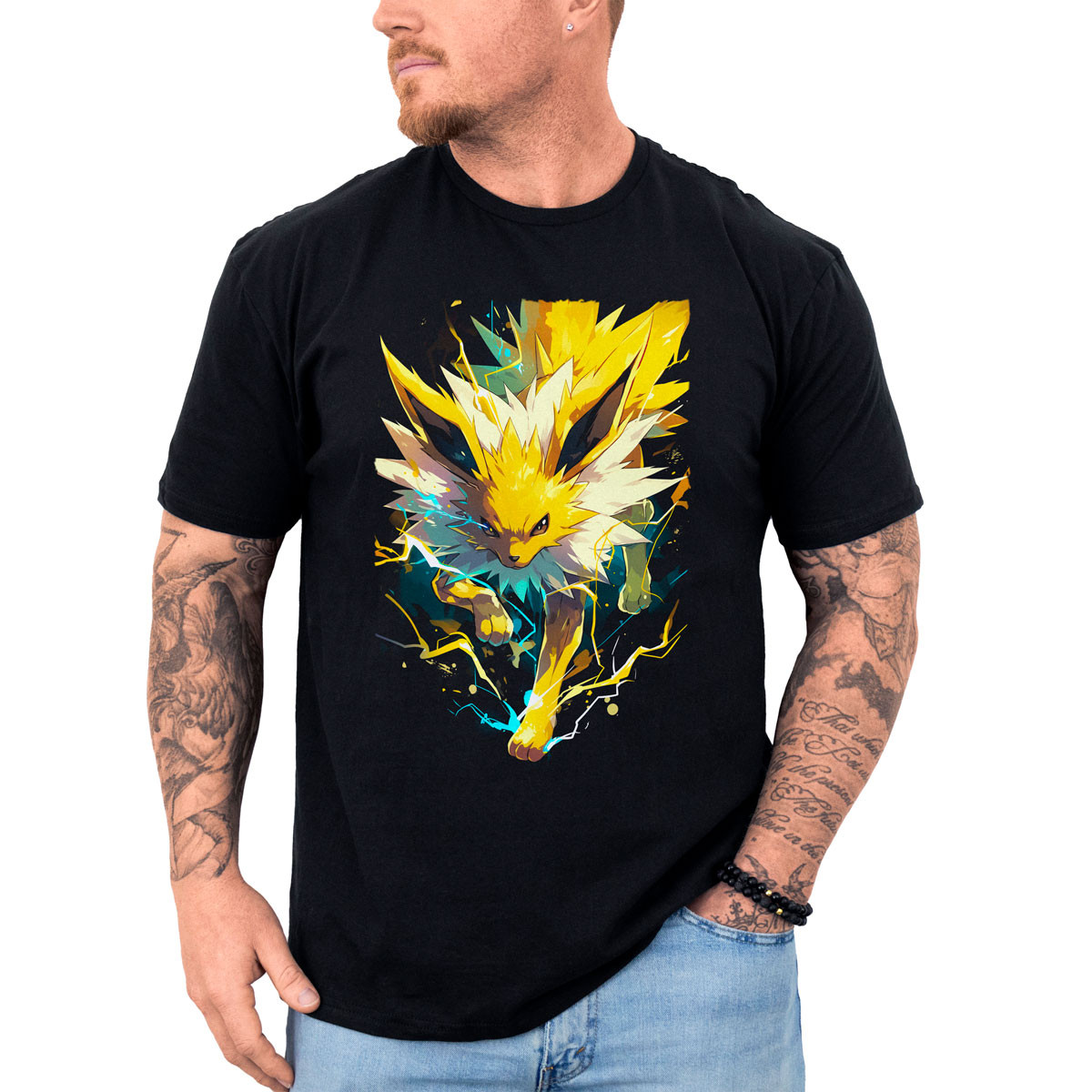 polera-hombre-anime-jolteon-thunder-fang-alta-calidad