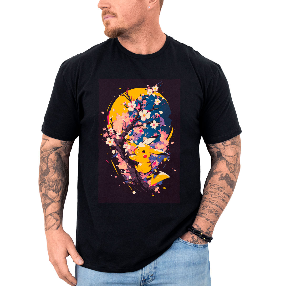 polera-hombre-anime-pikachu-flor-de-cerezo
