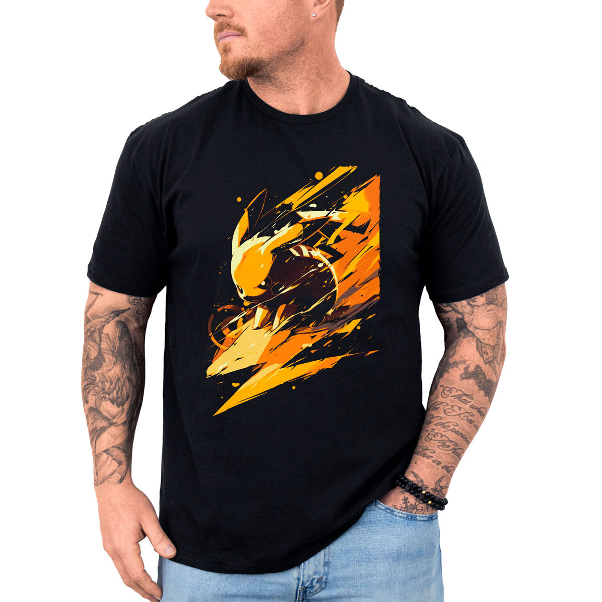 polera-hombre-anime-pikachu-silueta-pok-mon-anime