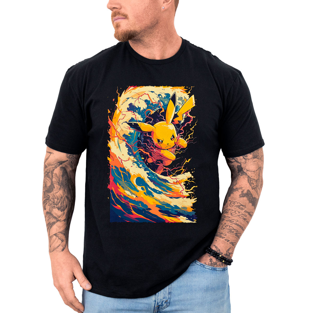 polera-hombre-anime-pikachu-thunder-wave-pok-mon