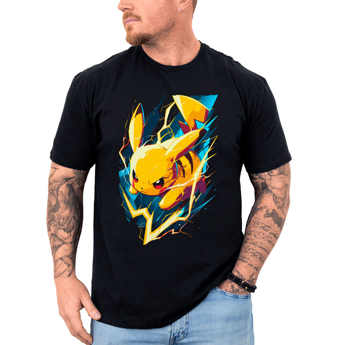 polera-hombre-anime-pikachu-thunderbolt-alta-calidad
