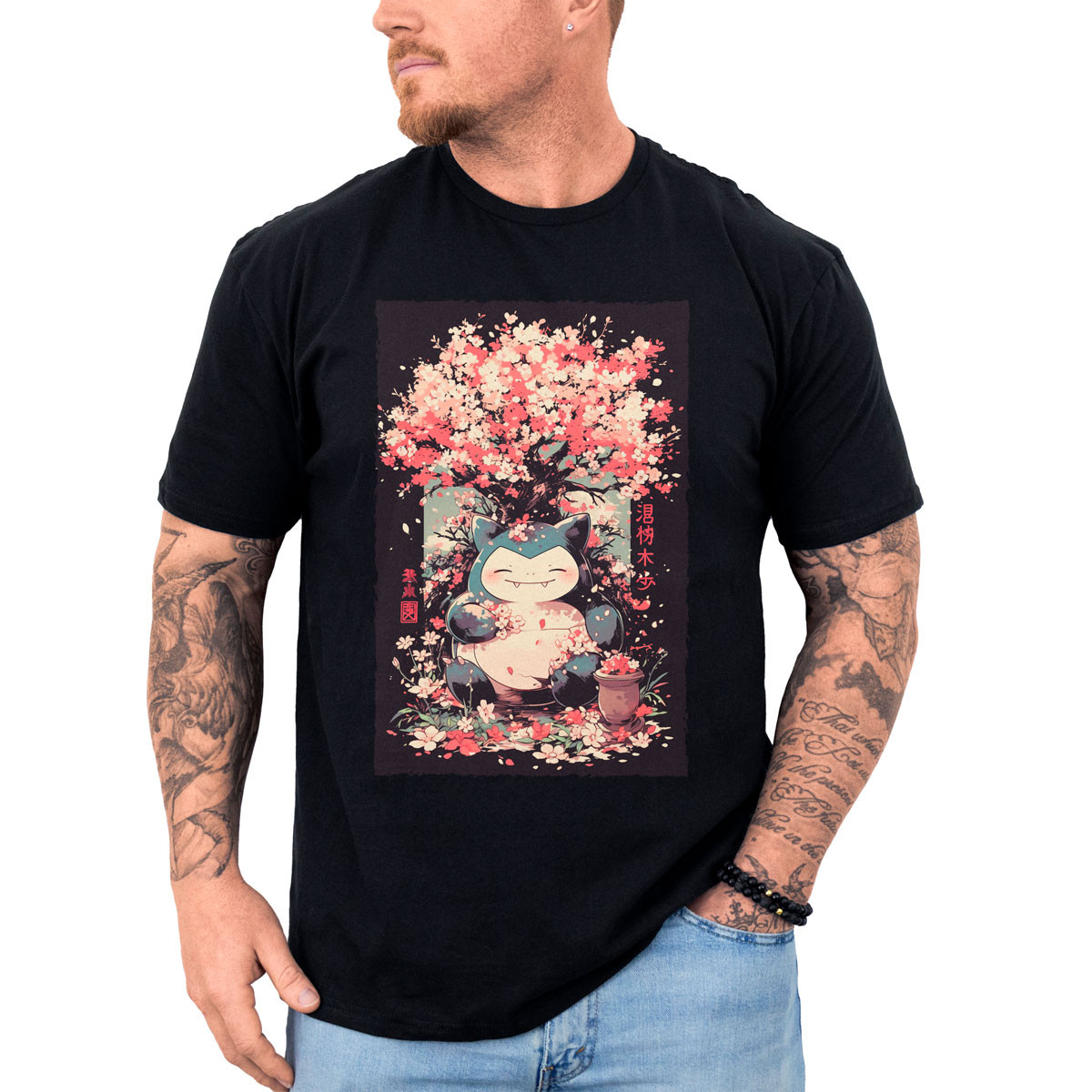 polera-hombre-anime-snorlax-en-cerezos