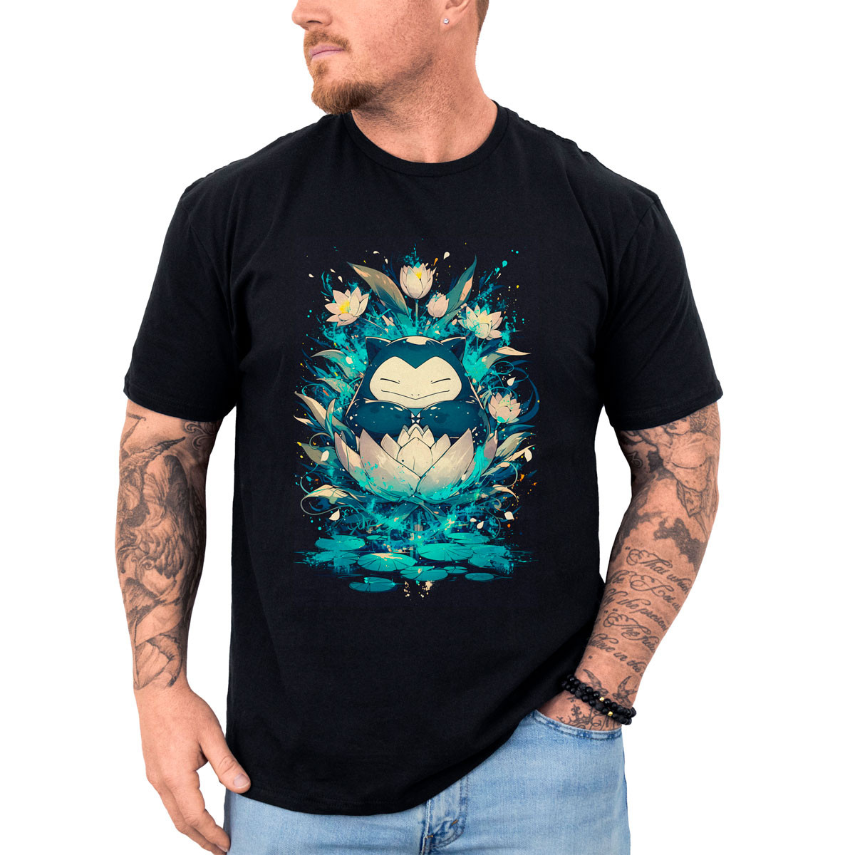 polera-hombre-anime-snorlax-lotus-estampado-batalla