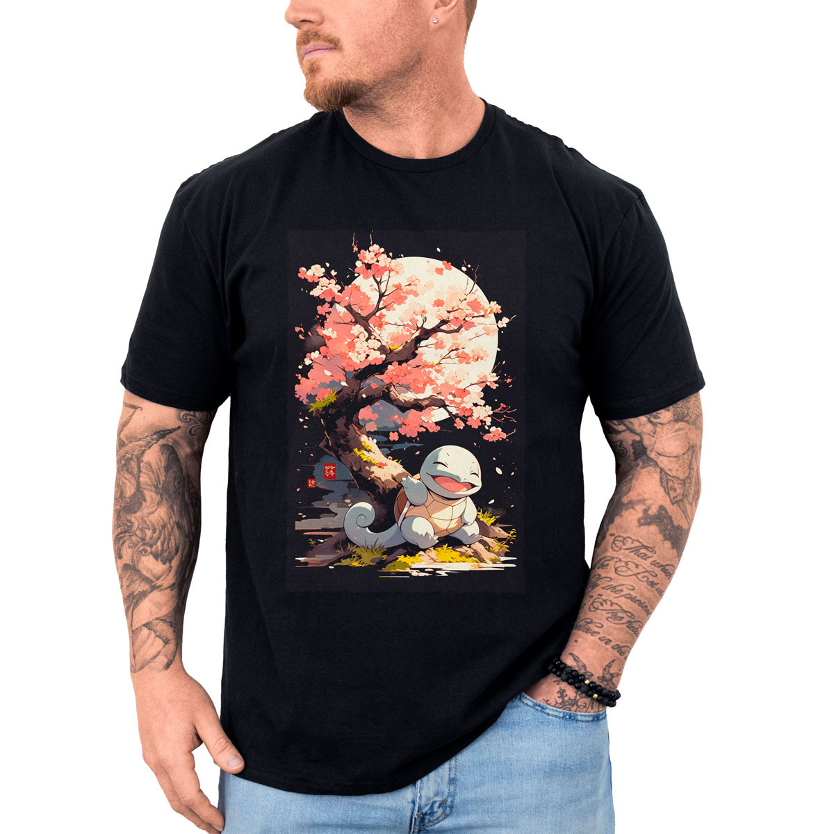 polera-hombre-anime-squirtle-flores-cerezo-pok-mon