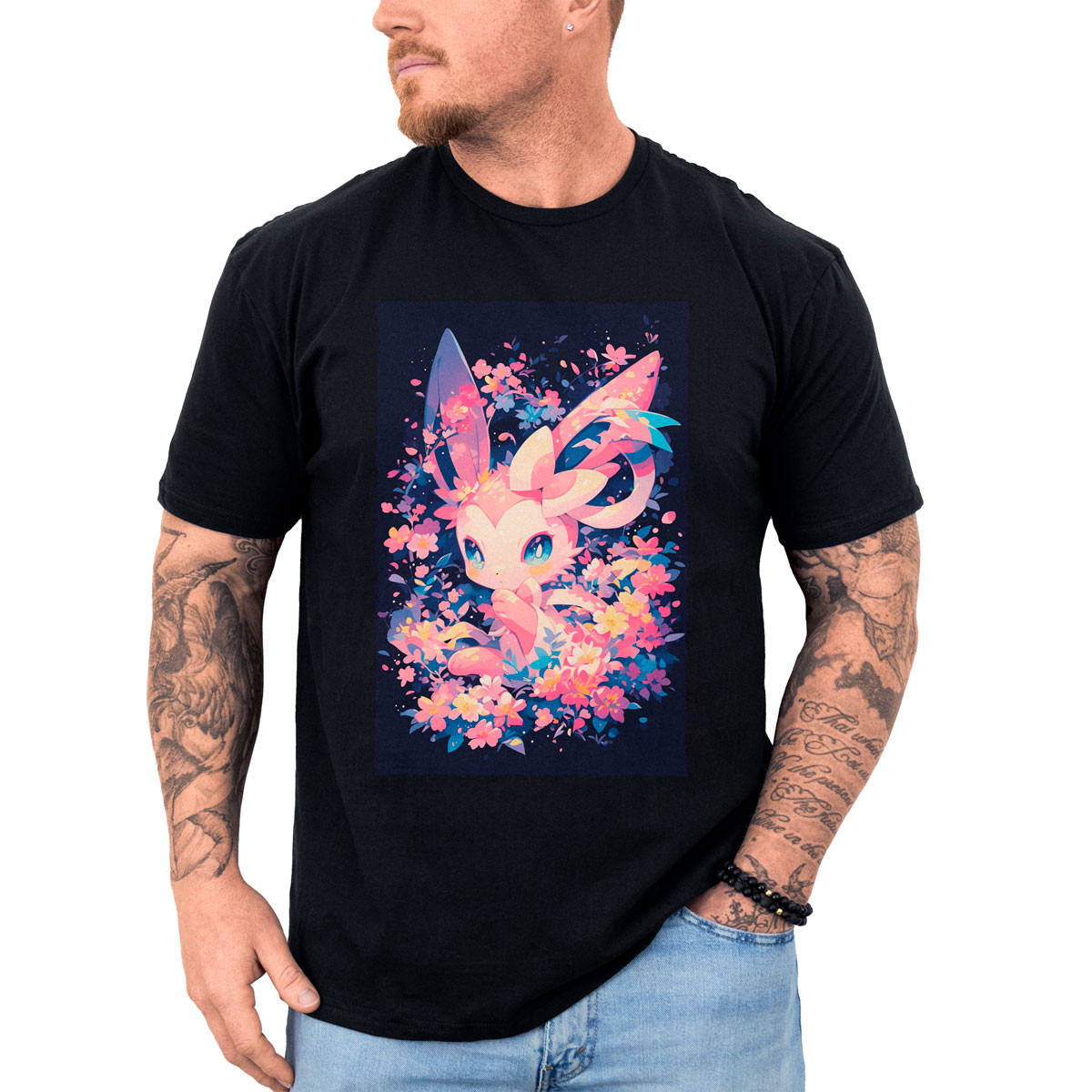 polera-hombre-anime-sylveon-pink-flowers-pok-mon
