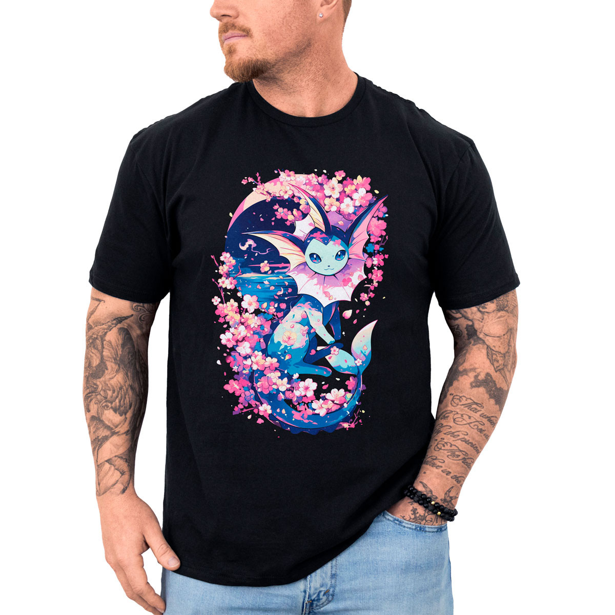 polera-hombre-anime-vaporeon-cherry-blossoms-alta-calidad