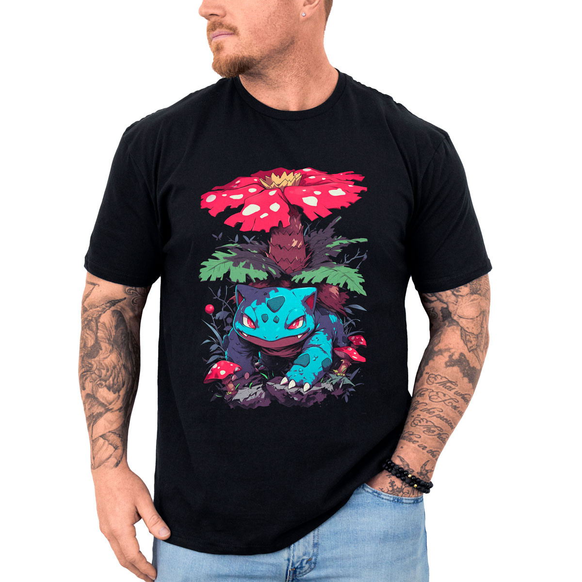 polera-hombre-anime-venusaur-ojos-pokemon-negra