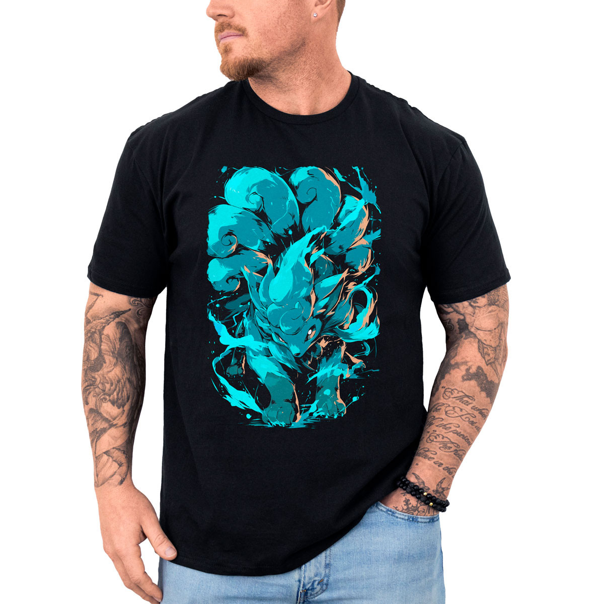 polera-hombre-anime-vulpix-battle-negro-brillante