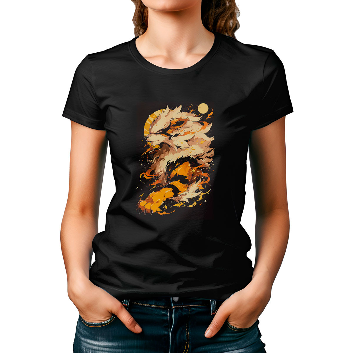 polera-mujer-estampada-arcanine-pok-mon-negro-sketch-anime