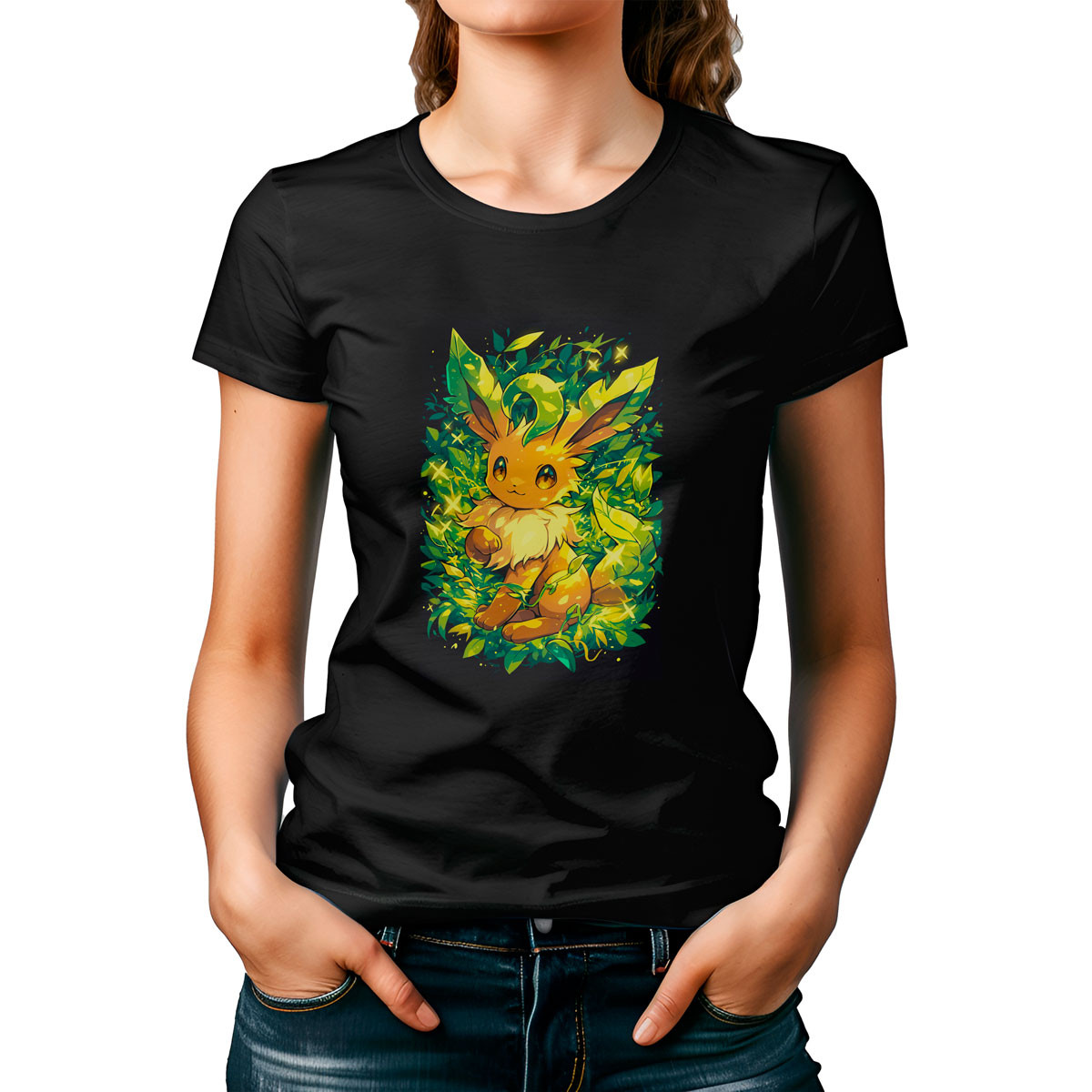 polera-mujer-estampada-frontal-gym-eevee-shiny-pokemon-anime