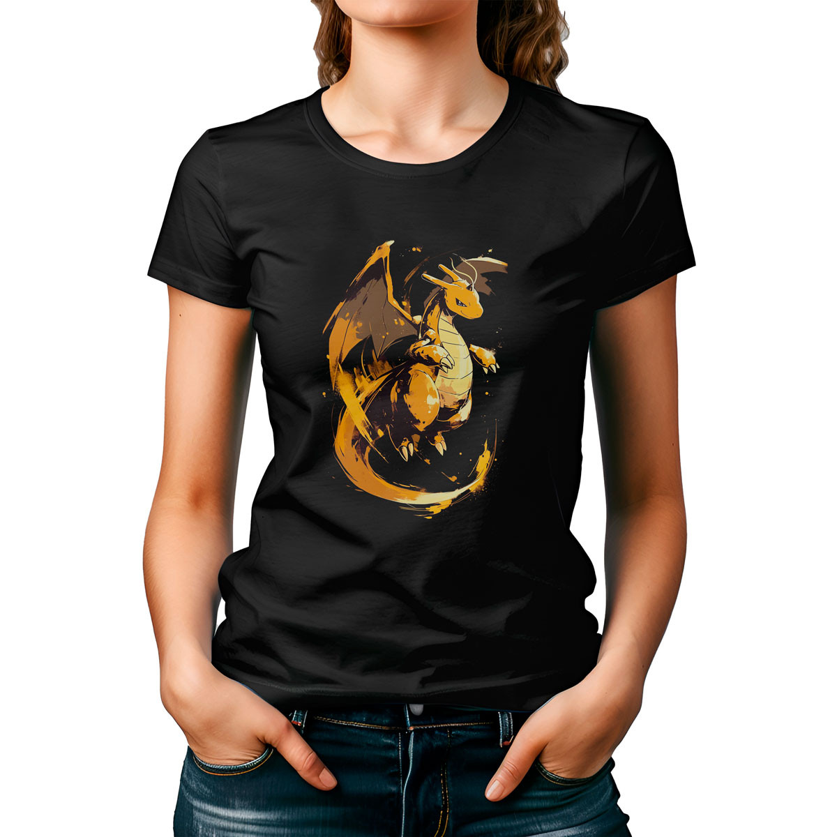 polera-mujer-estampada-silueta-dragonite-pok-mon-anime
