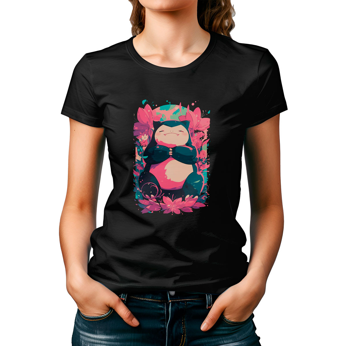 polera-mujer-estampada-snorlax-pok-mon-anime