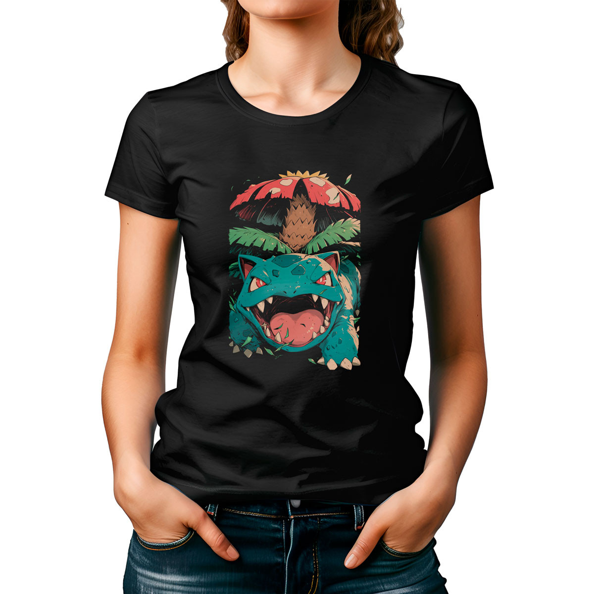 polera-mujer-estampado-venusaur-batalla-pok-mon-negra