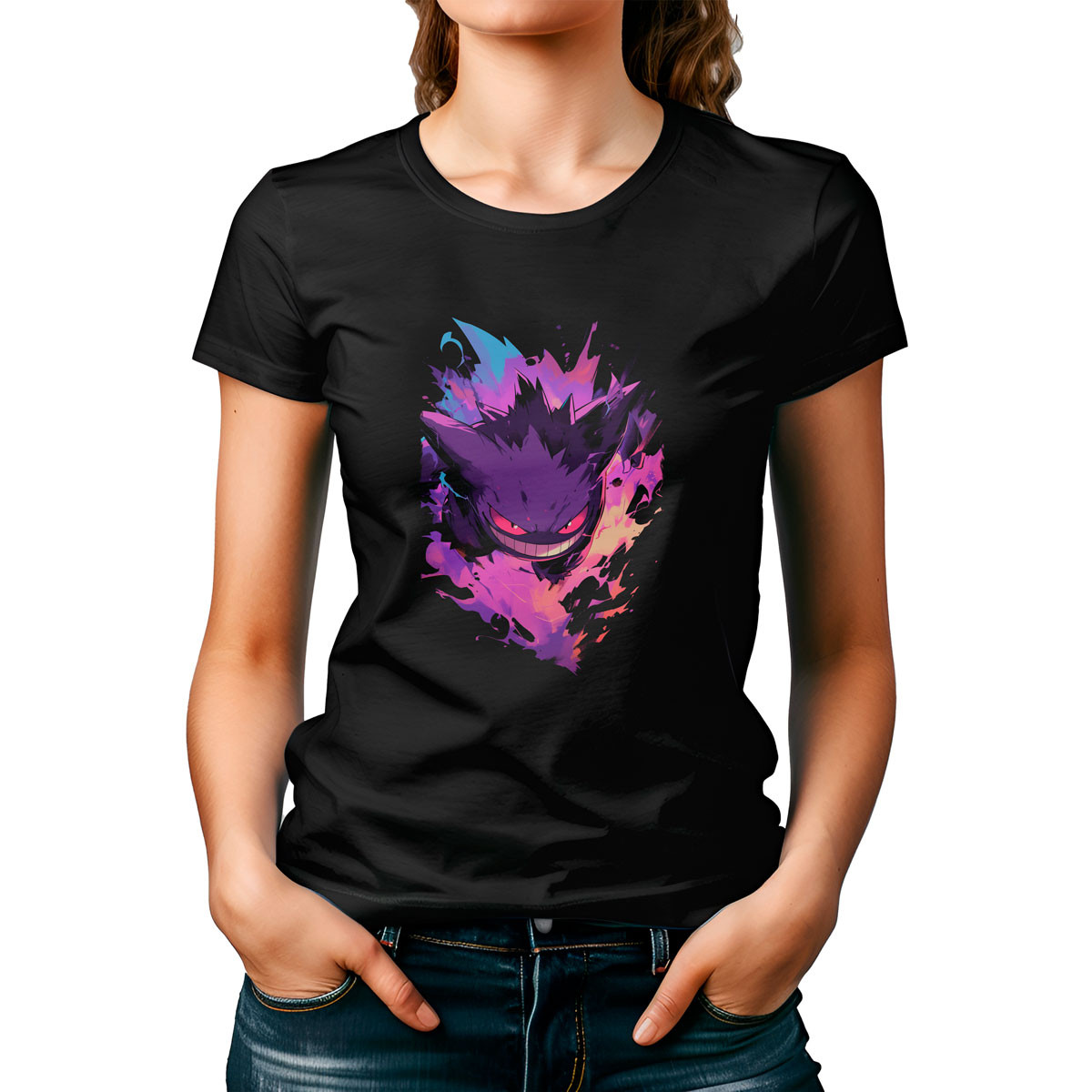 polera-mujer-estilo-gengar-brillante-anime-negra