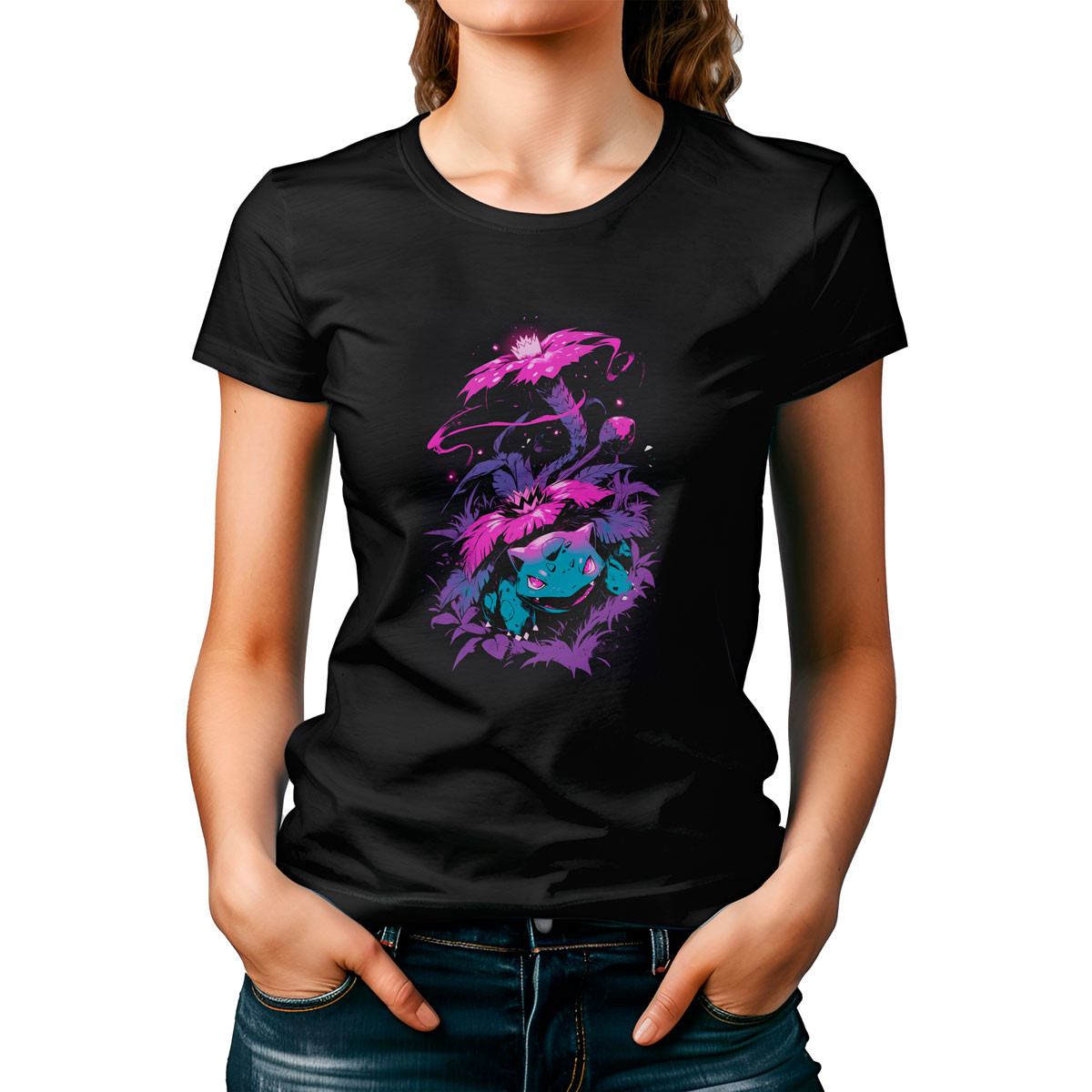 polera-mujer-negra-pok-dex-venusaur-worry-seed