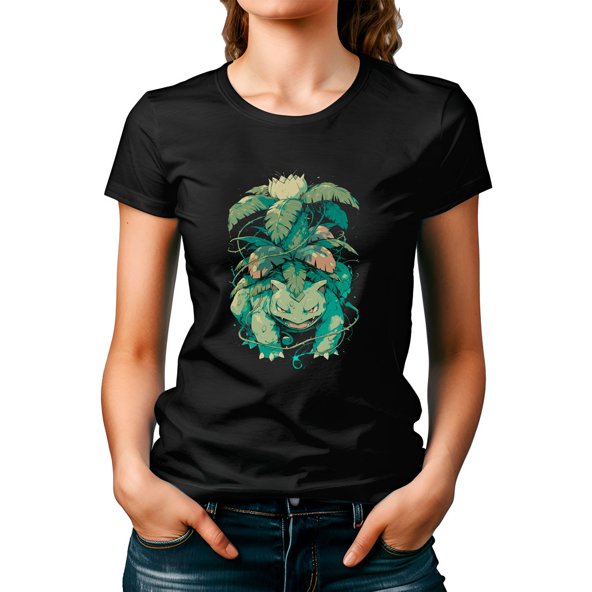 polera-mujer-suave-entrenador-polera-mujer-design-venusaur-vine-whip