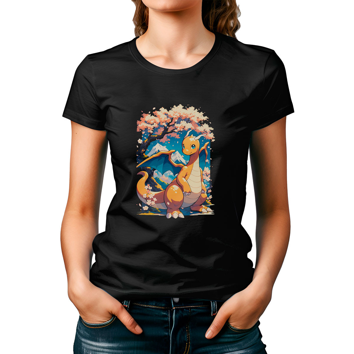 polera-mujer-suave-shiny-design-dragonite-con-flores-de-cerezo