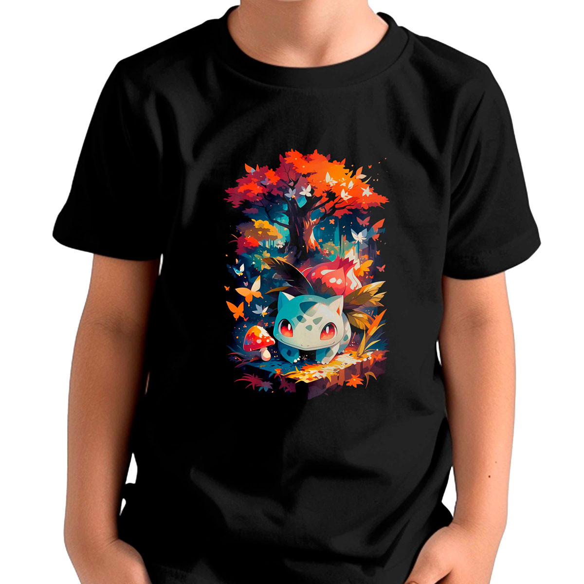 Polera Negra Gym Diseno Bulbasaur Pokemon Anime Espalda G 14 Unika