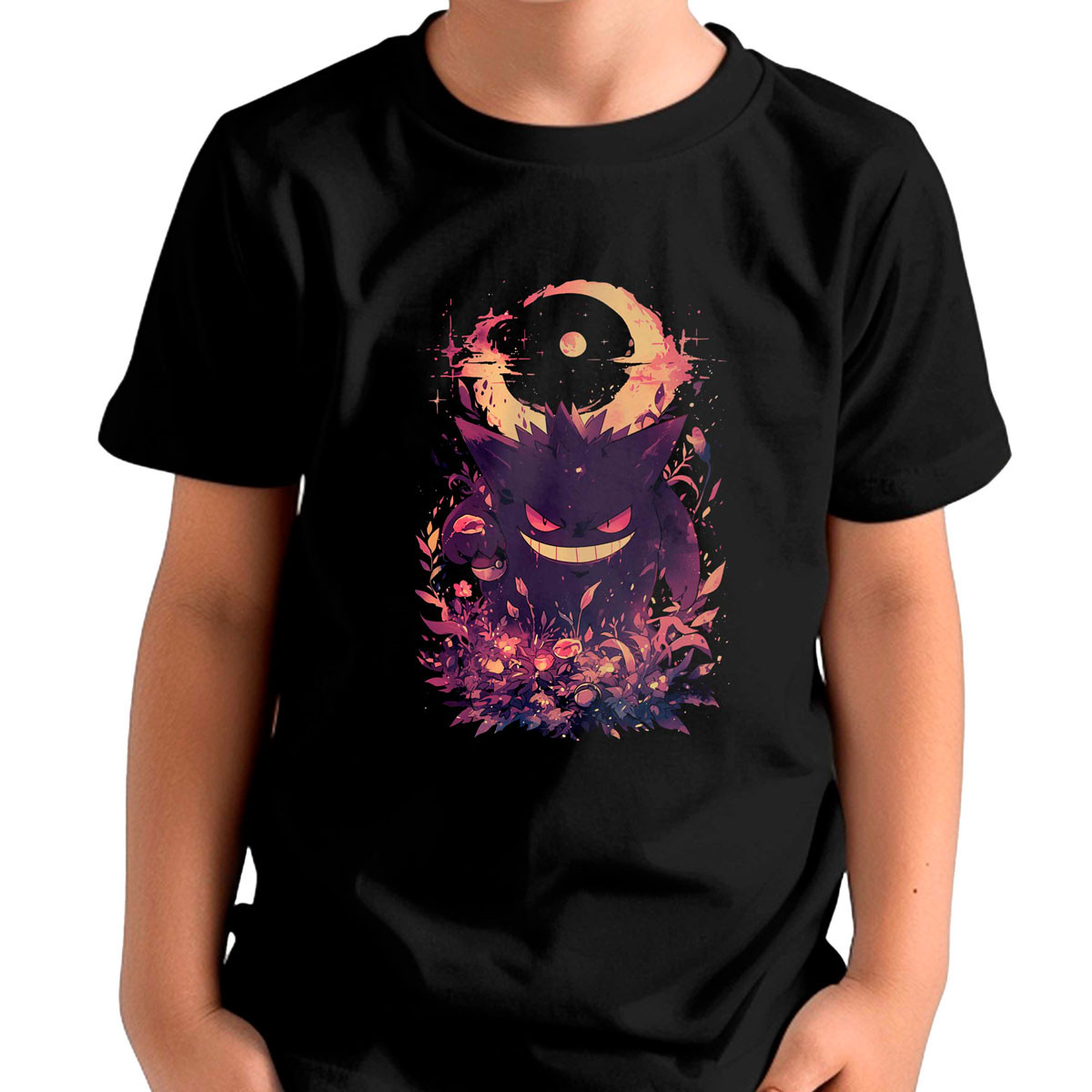 polera-ni-os-estampada-gengar-y-la-luna-pok-mon-anime