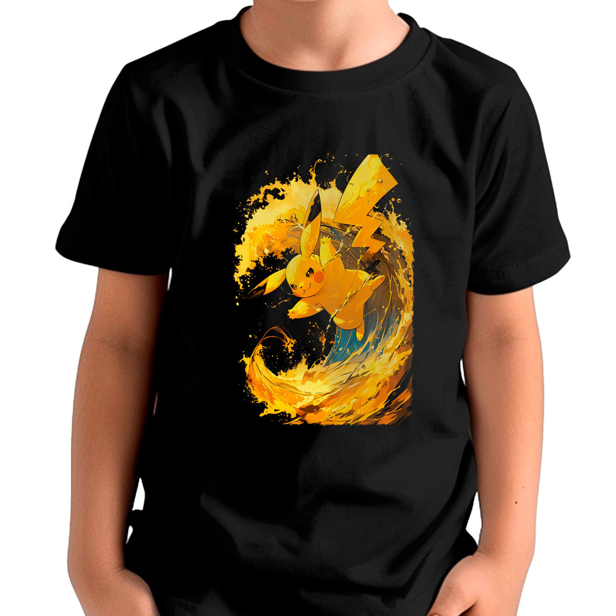 polera-ni-os-estampada-pikachu-thunder-wave-pok-mon