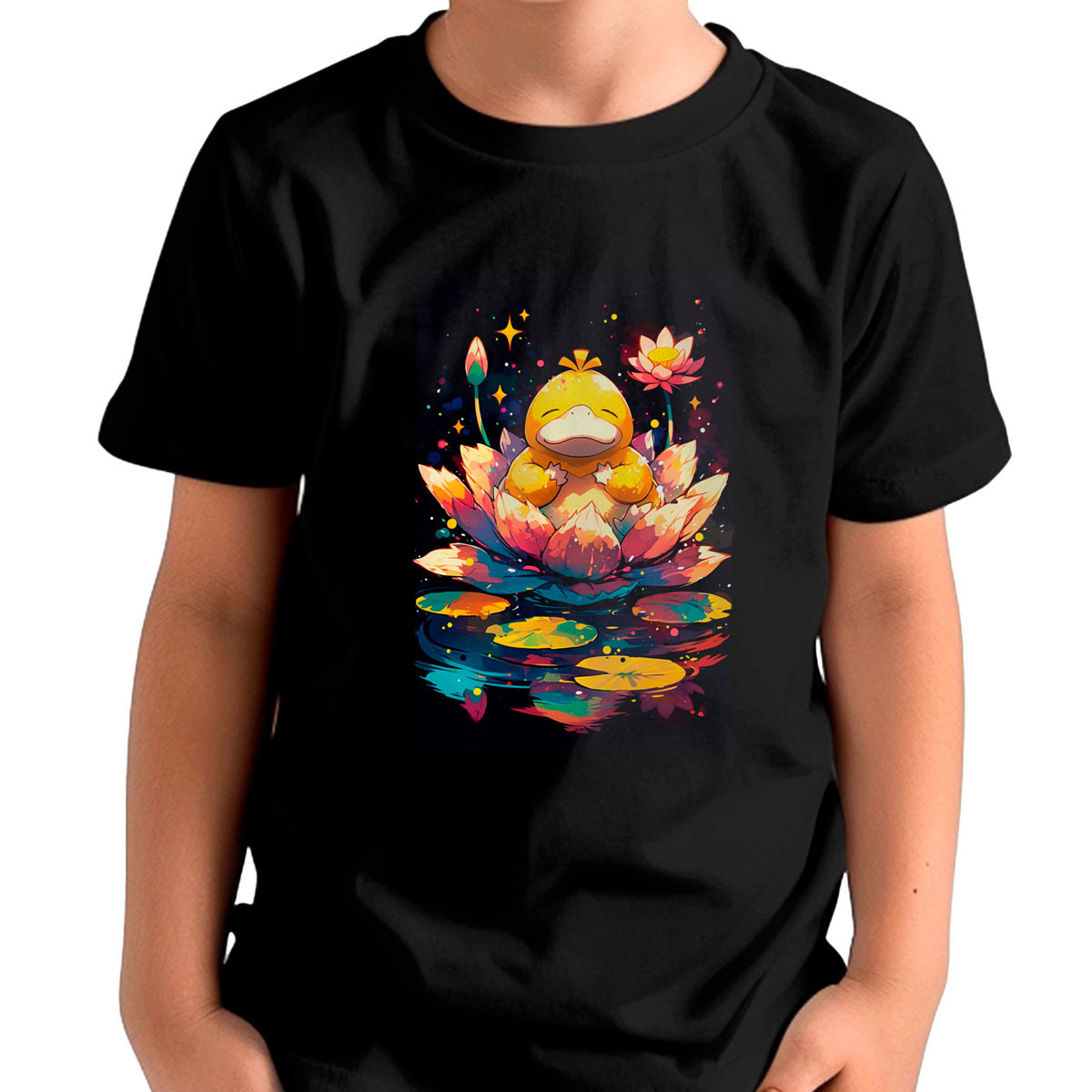 polera-ni-os-negra-psyduck-lotus-anime-pok-mon