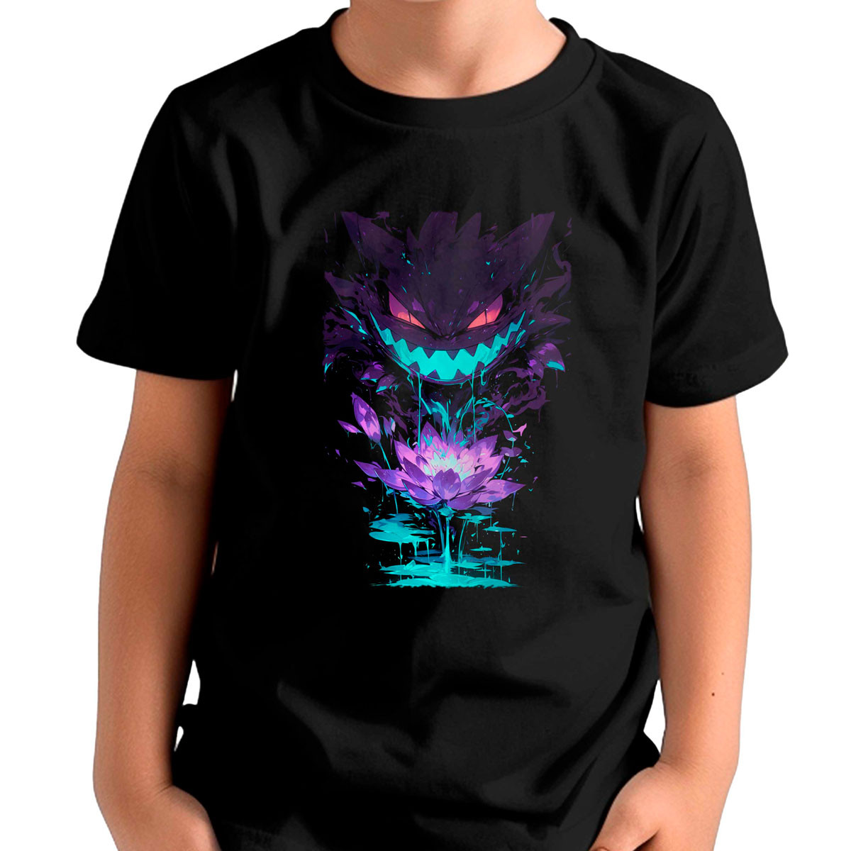 polera-ni-os-suave-batallas-pok-mon-gengar-lotus-manga-negro