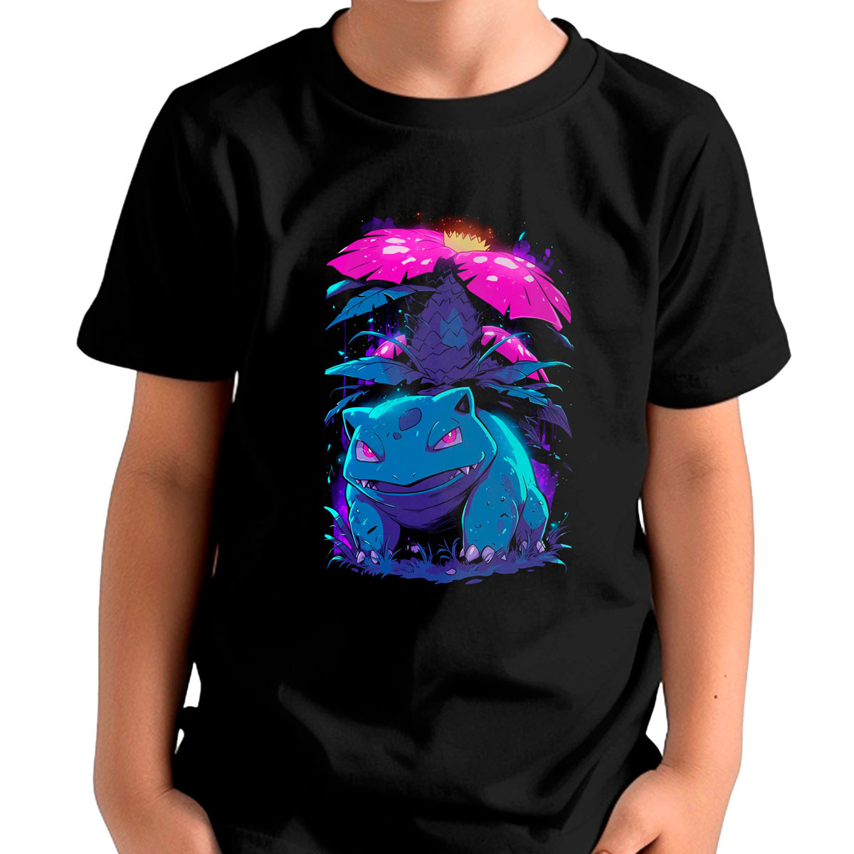 polera-ni-os-venusaur-glowing-pokemon-negro