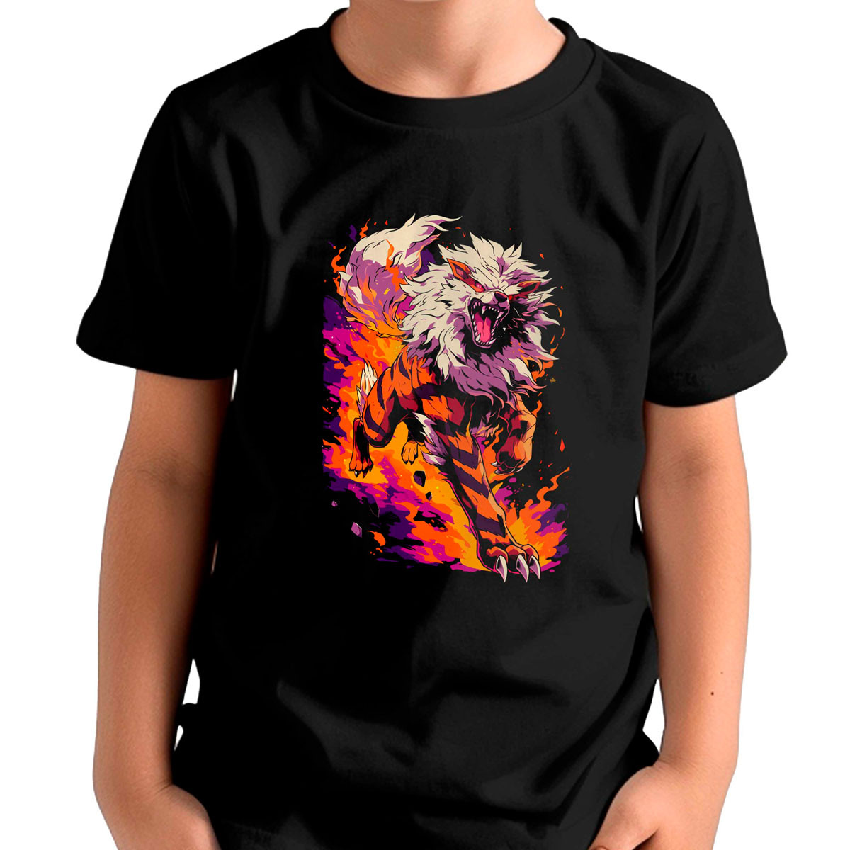 polera-unisex-dise-o-arcanine-fire-fang-brillante