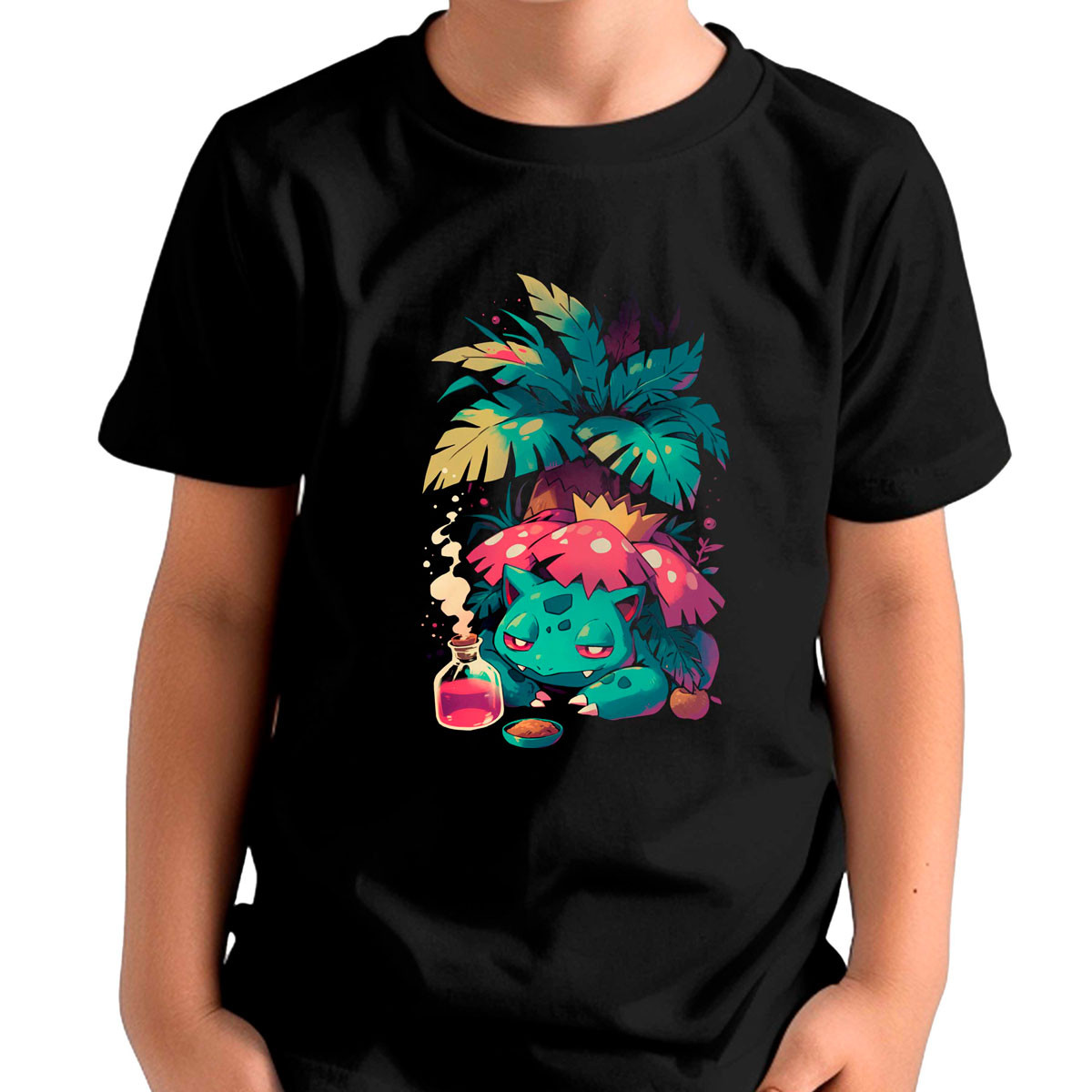 polera-unisex-dise-o-ivysaur-sleep-powder-manga-corta-brillante