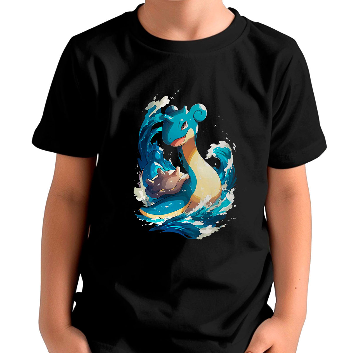 polera-unisex-entrenador-negro-lapras-anime