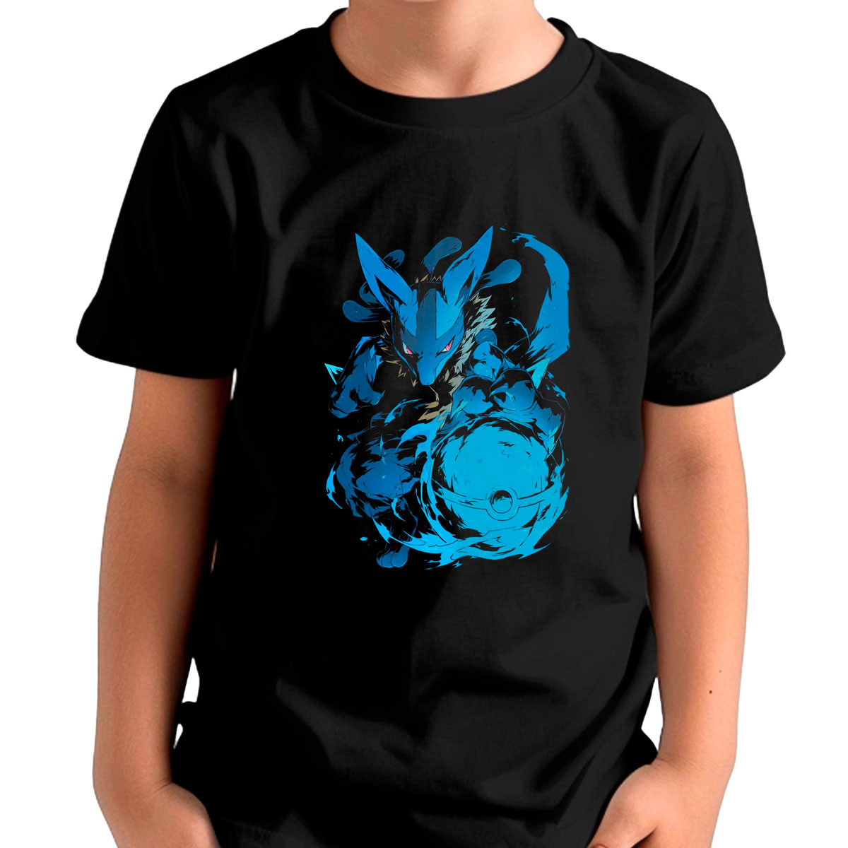 polera-unisex-lucario-atacando-pokemon-anime