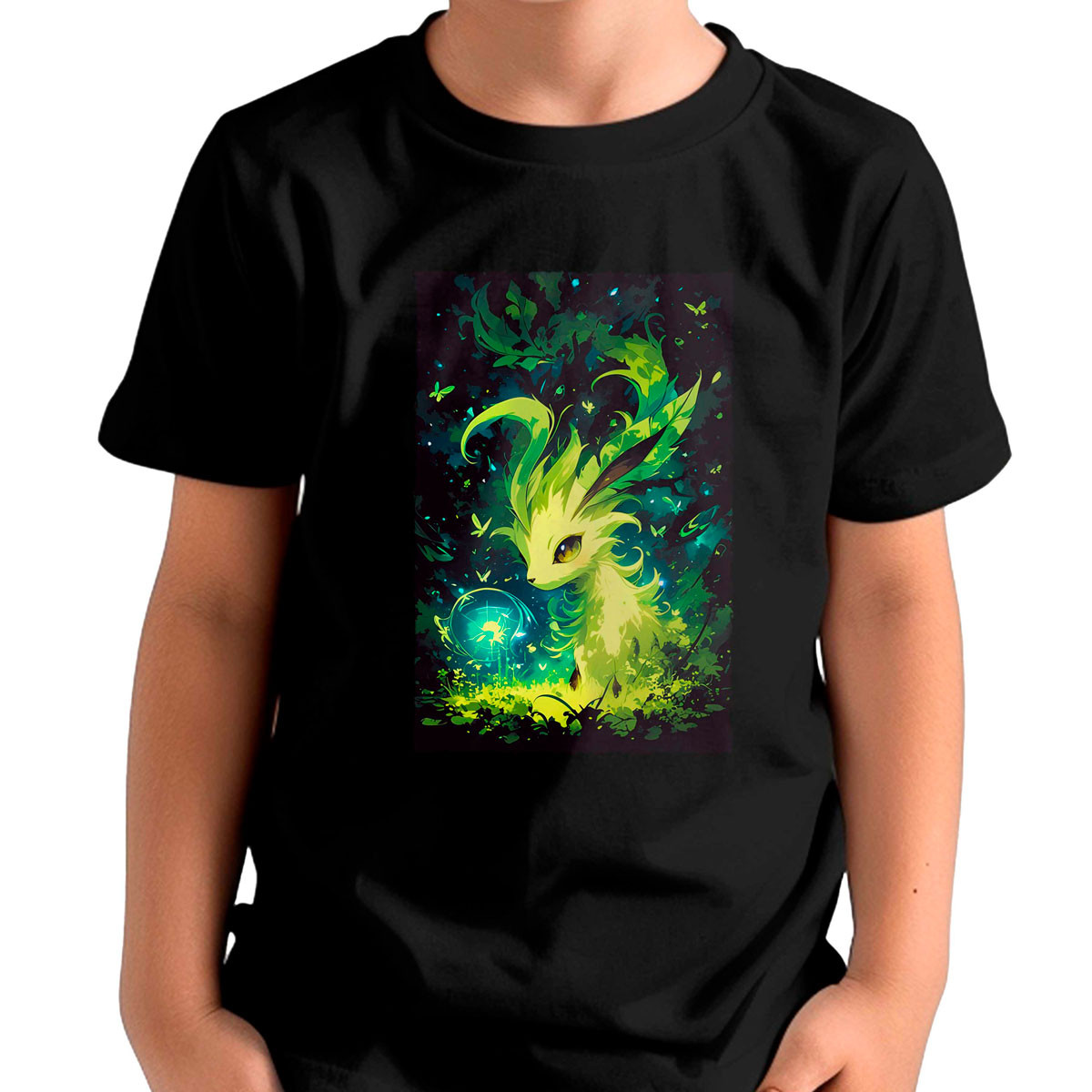polera-unisex-negra-entrenador-leafeon-giga-drain-pok-mon