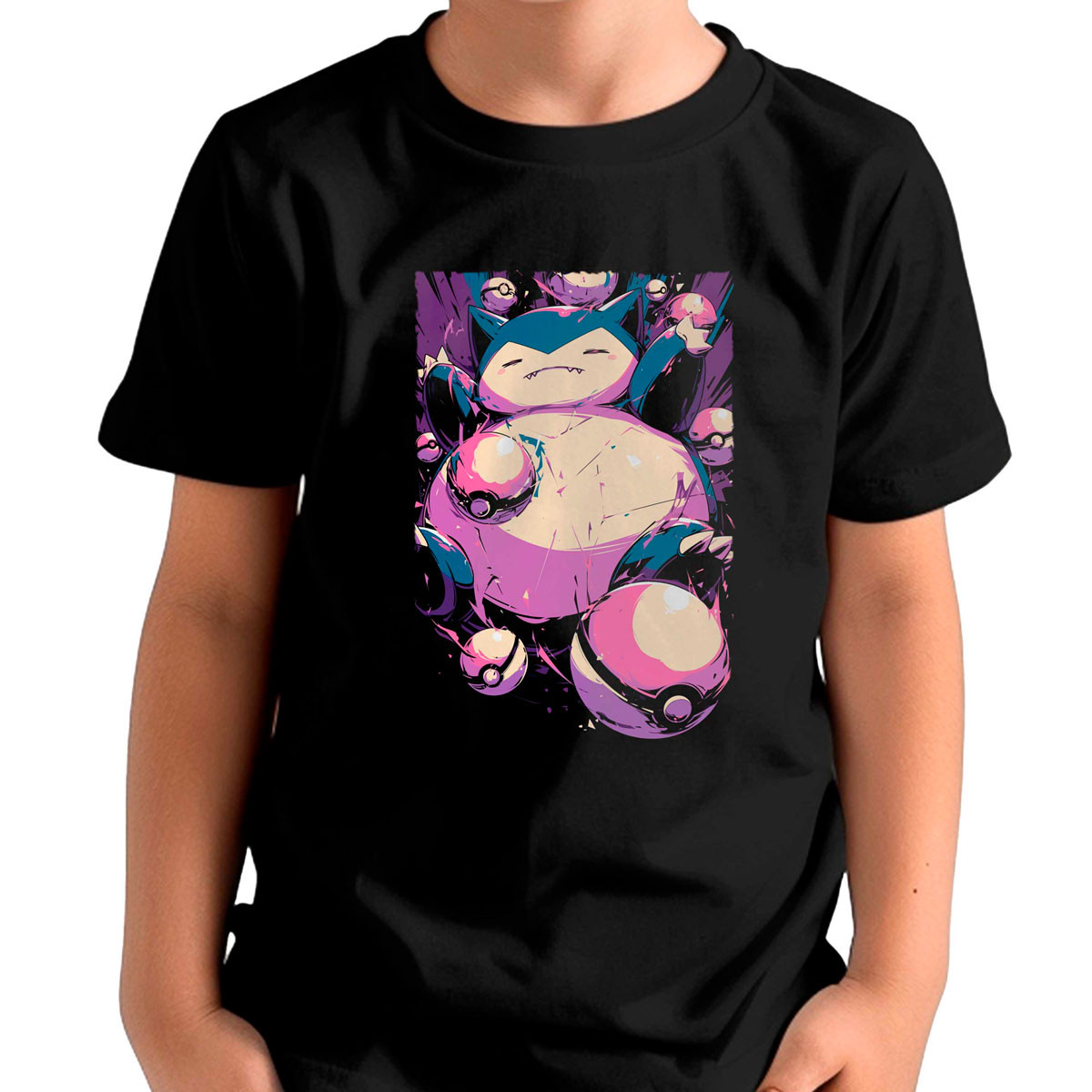 polera-unisex-snorlax-y-pok-balls-anime-pok-mon-