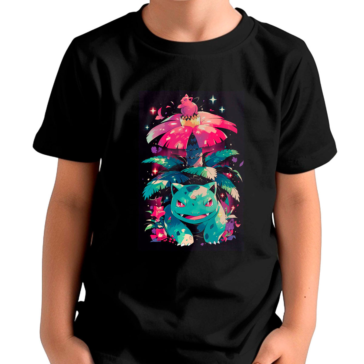 polera-unisex-venusaur-shiny-pokemon-negro