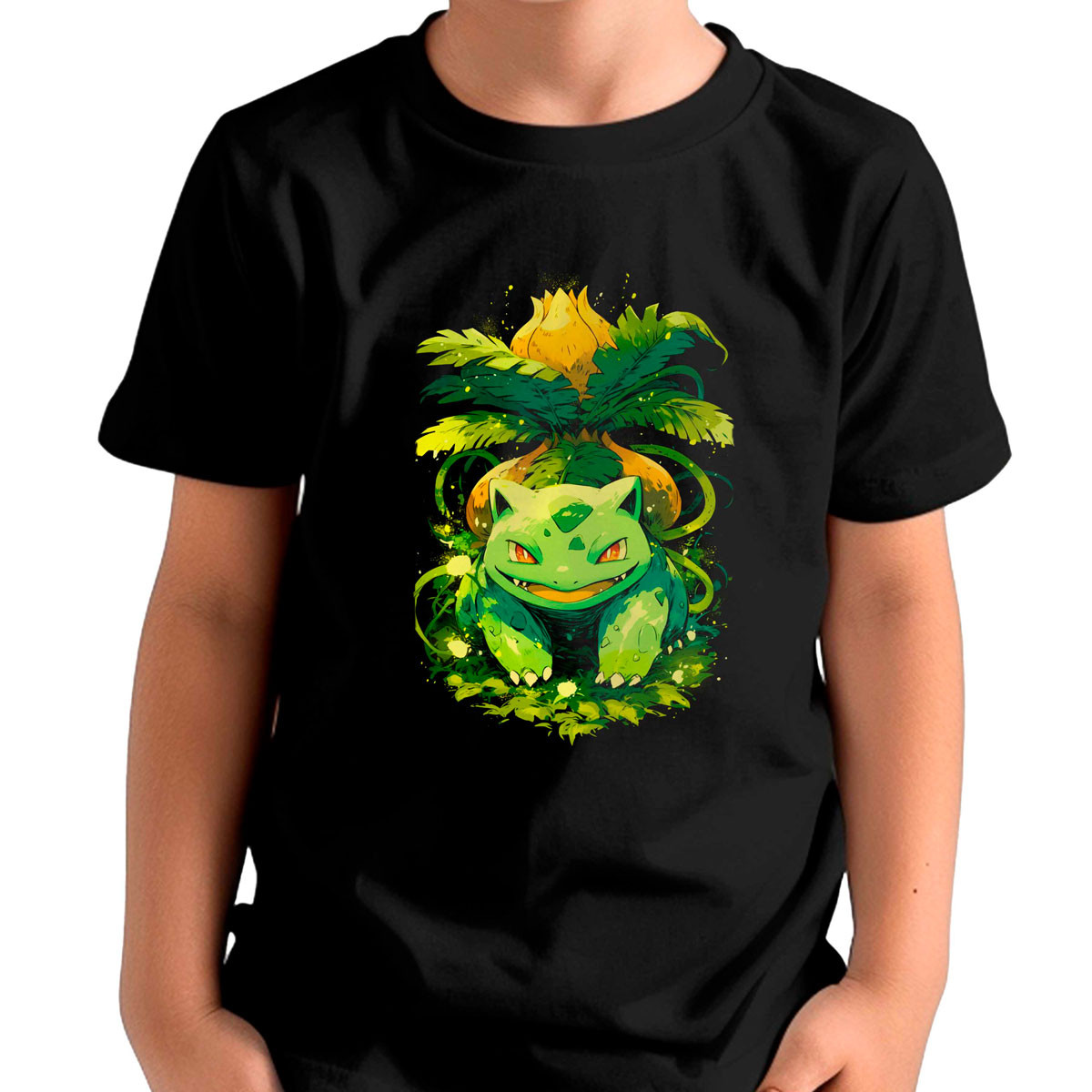 polera-unisex-venusaur-sketch-pokemon-negro