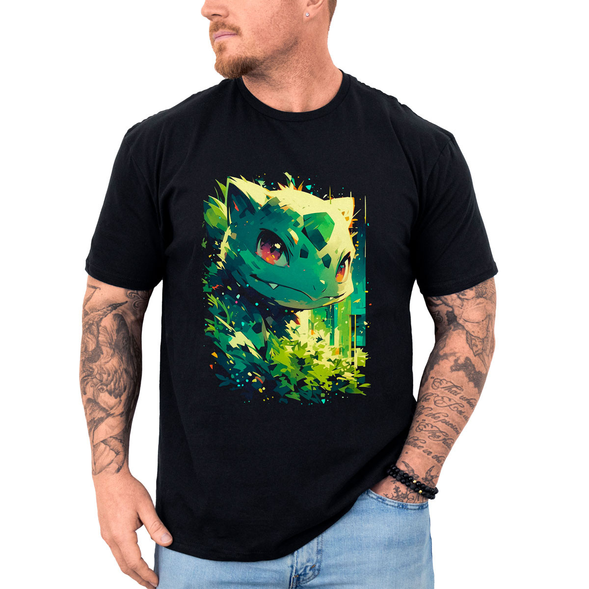 poleras-anime-bulbasaur-negro-minimalista