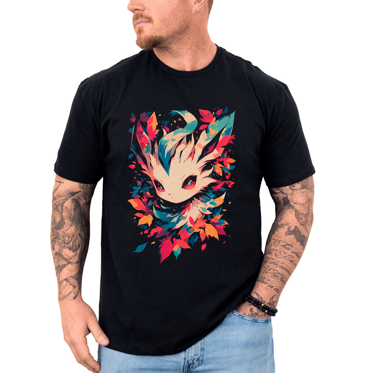 poleras-anime-design-leafeon-pokemon-negro