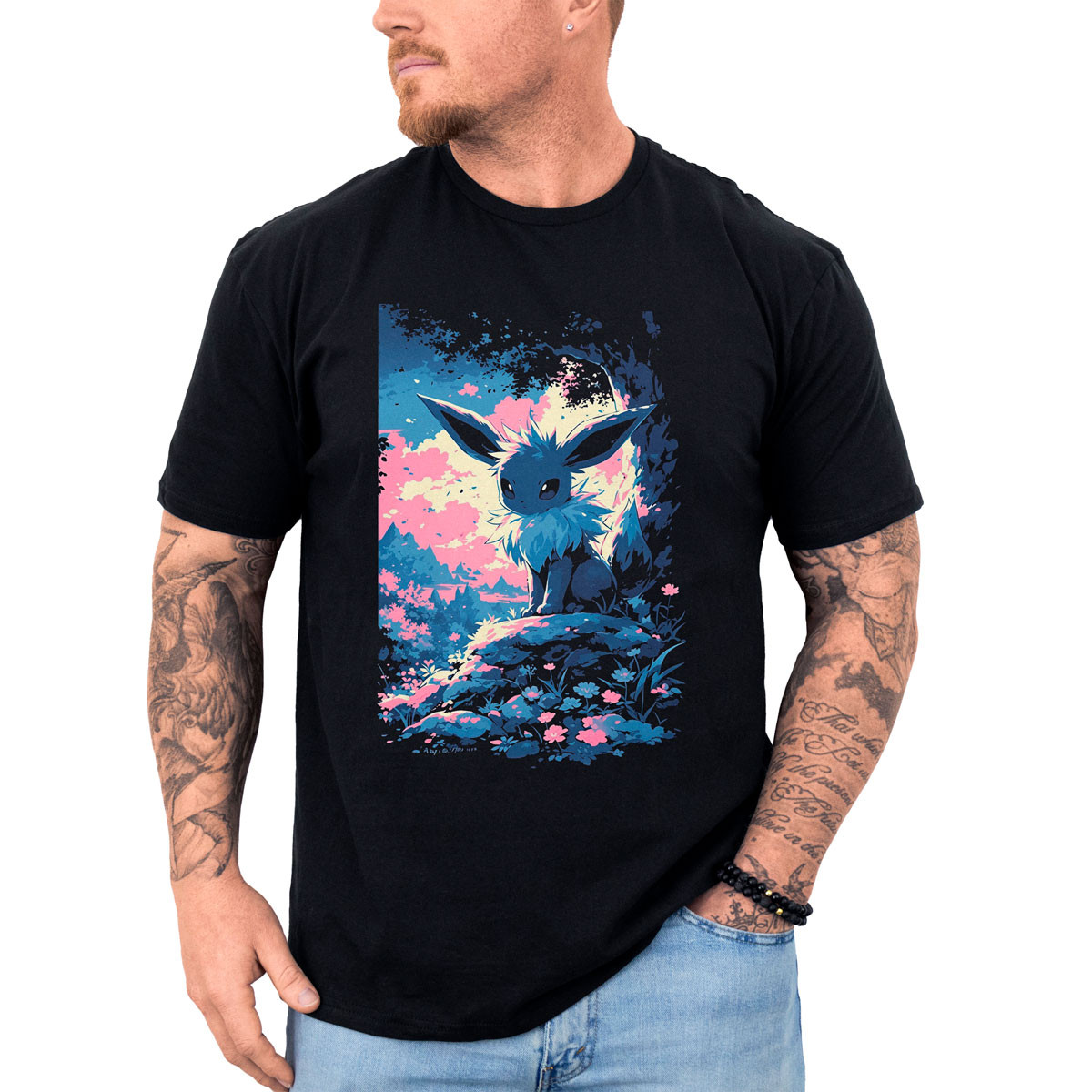 poleras-anime-eevee-pokemon-back-negro