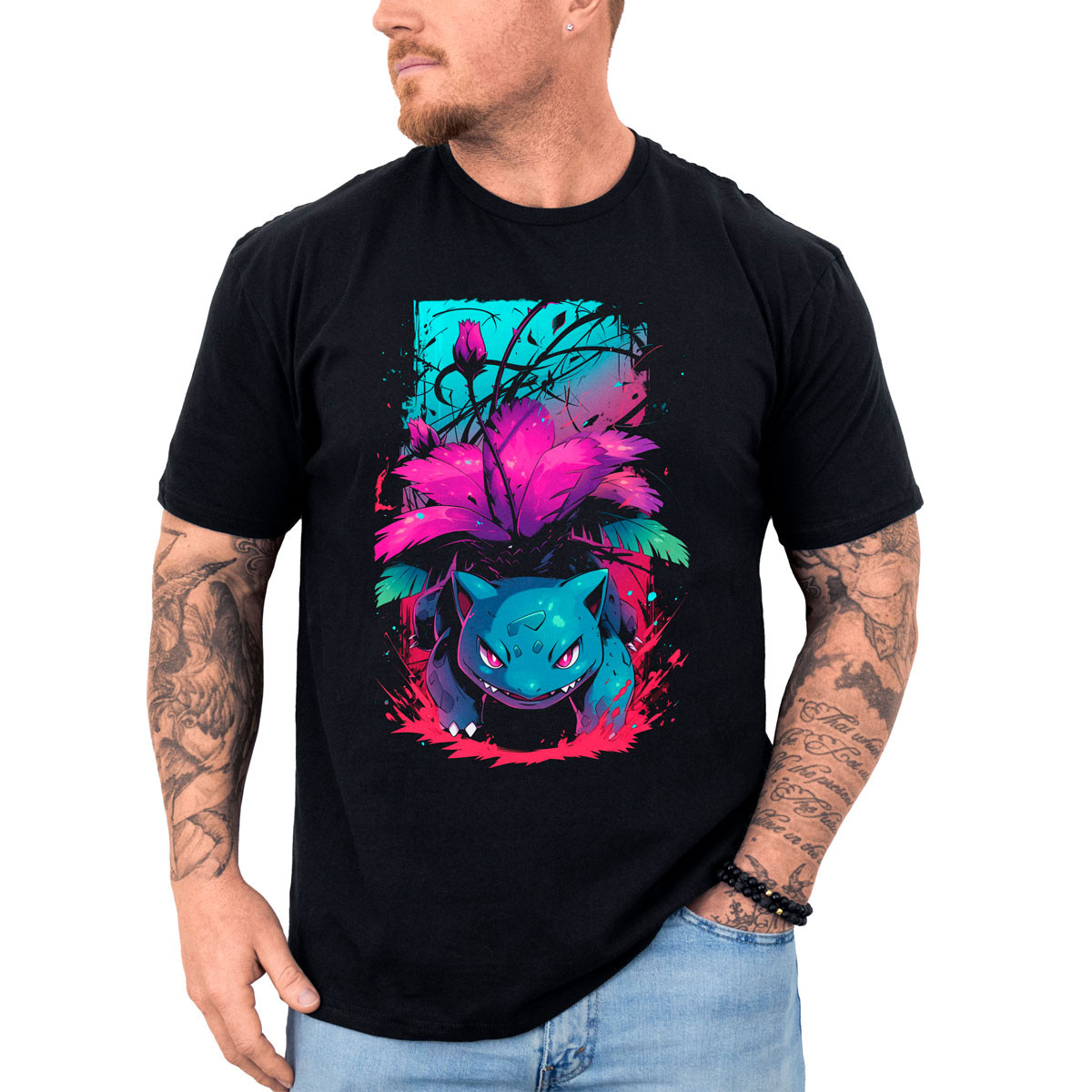 poleras-anime-estampada-frontal-ivysaur-razor-leaf
