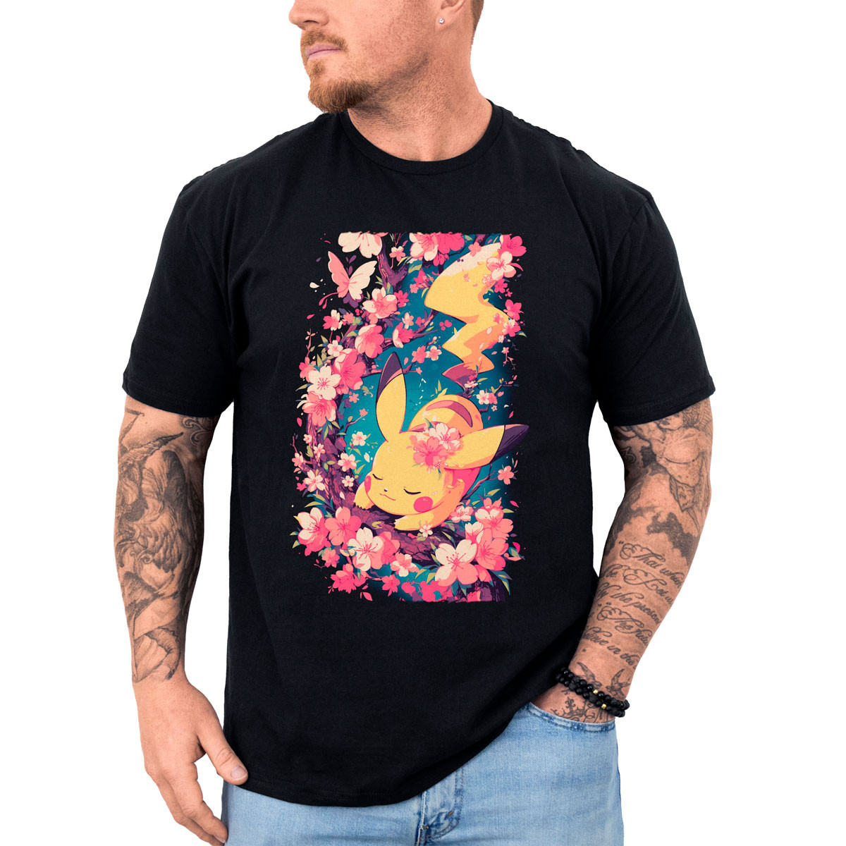 poleras-anime-estampada-frontal-pikachu-cerezos-pok-mon