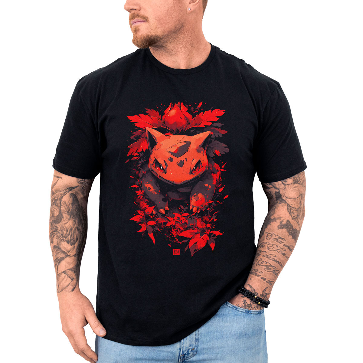 poleras-anime-ivysaur-pokemon-negro-background