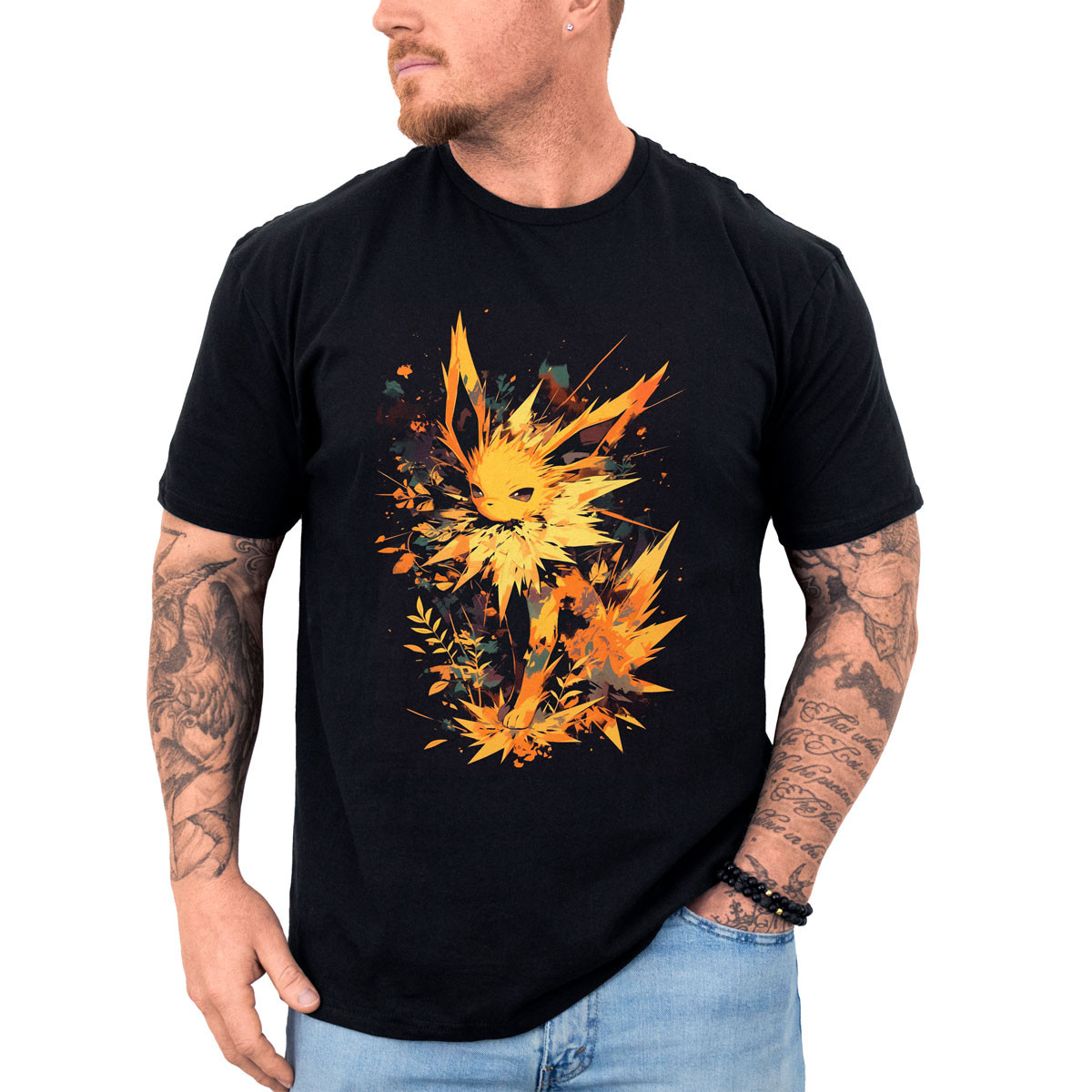poleras-anime-jolteon-pokemon-negro-estilo-entrenador