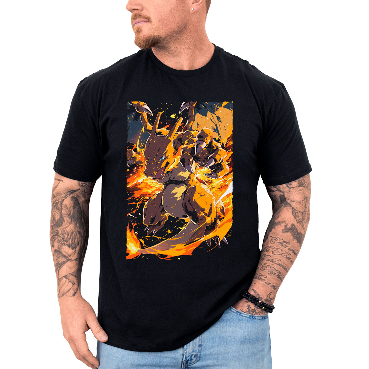 poleras-anime-negro-shiny-charizard-battle-pok-mon
