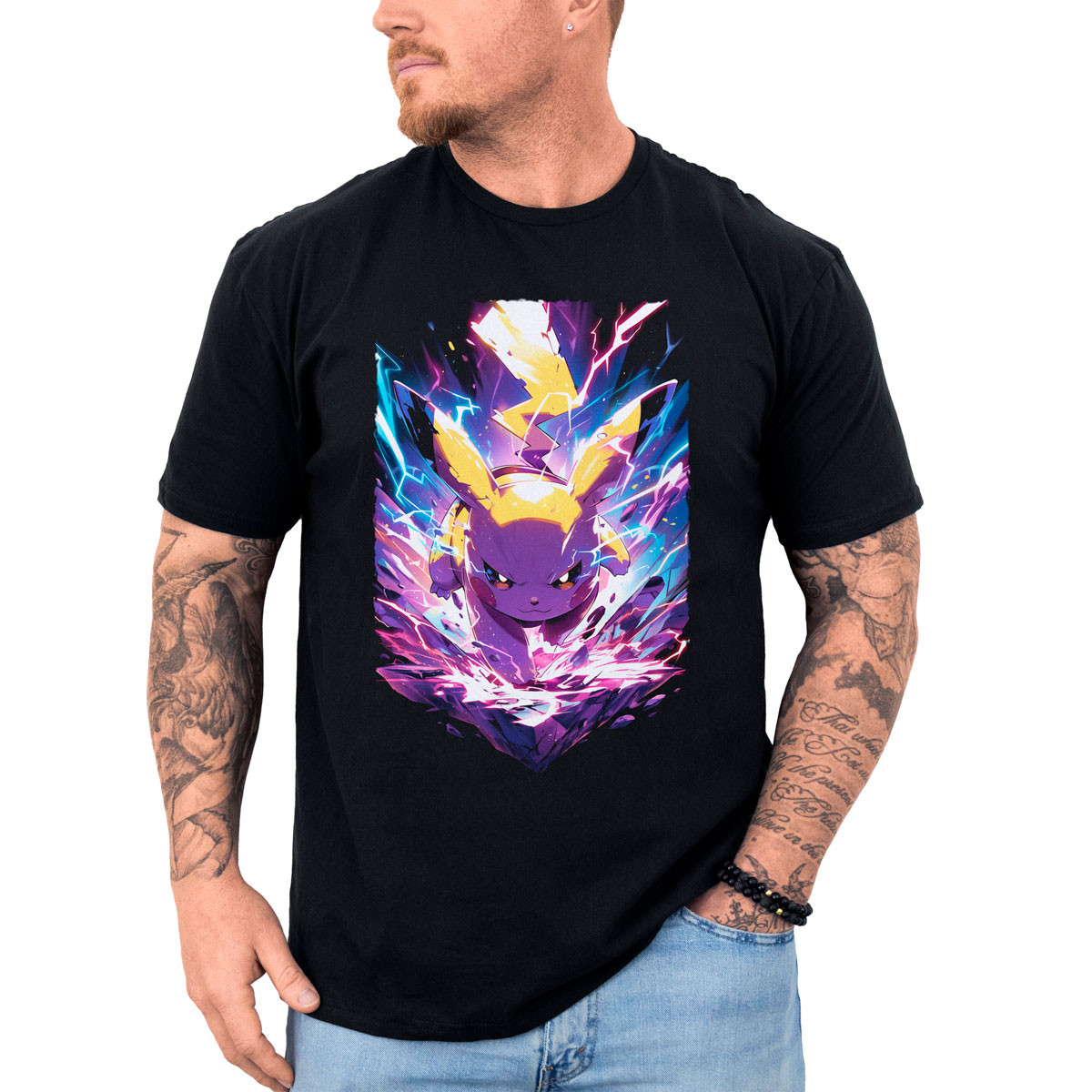 poleras-anime-pikachu-thunder-manga-corta-anime