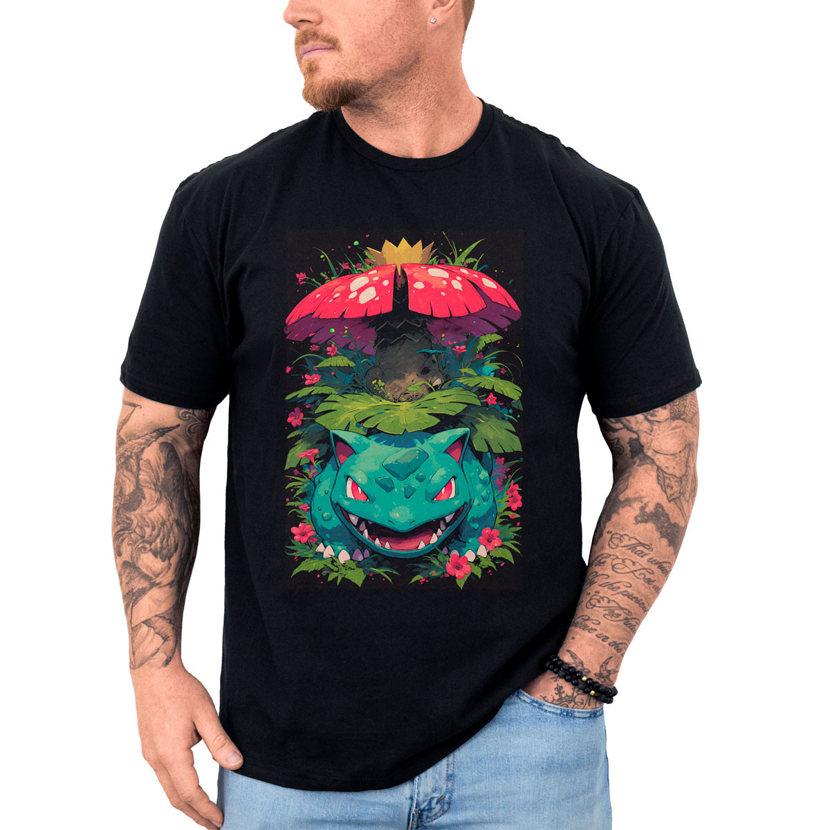 poleras-anime-venusaur-battle-gym-pok-mon-anime-black